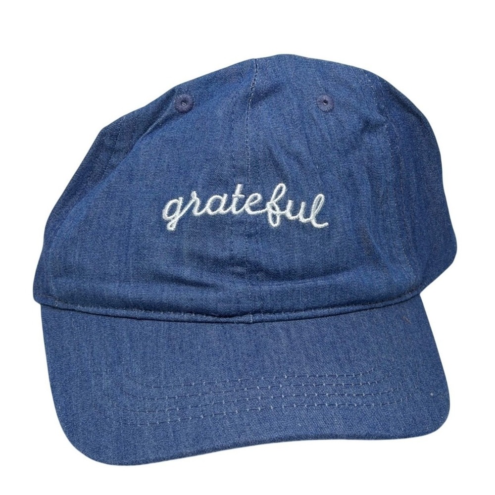 NWT Grateful Embroidery Womens Baseball Cap Blue Denim Style Adjustable One Size
